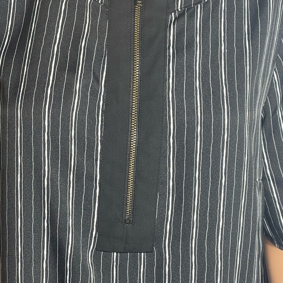 BCBGMAXAZRIA Black White Stripe Half Zip Shift Dress M 34” - Picture 2 of 8